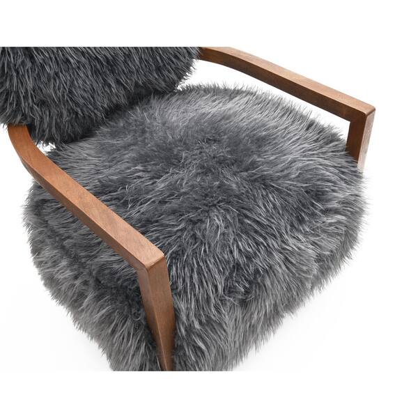 Furniture of America Ambi Modern Charcoal Gray Faux Fur Accent