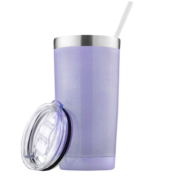 Zulay Kitchen 20 oz. Stainless Steel Insulated Tumbler with Lid and Straw - Lavender Shimmer