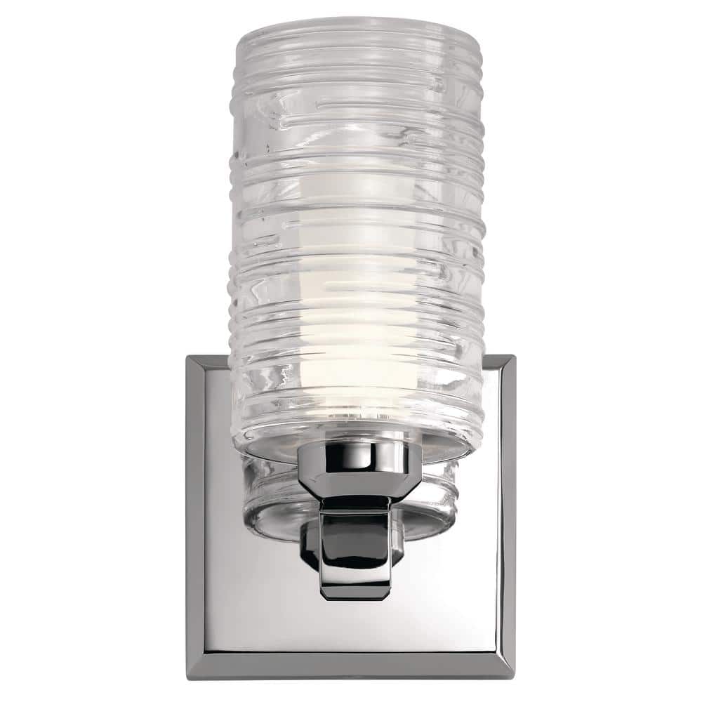 Giarosa 10" Chrome Wall Sconce with Clear Ribbed Glass