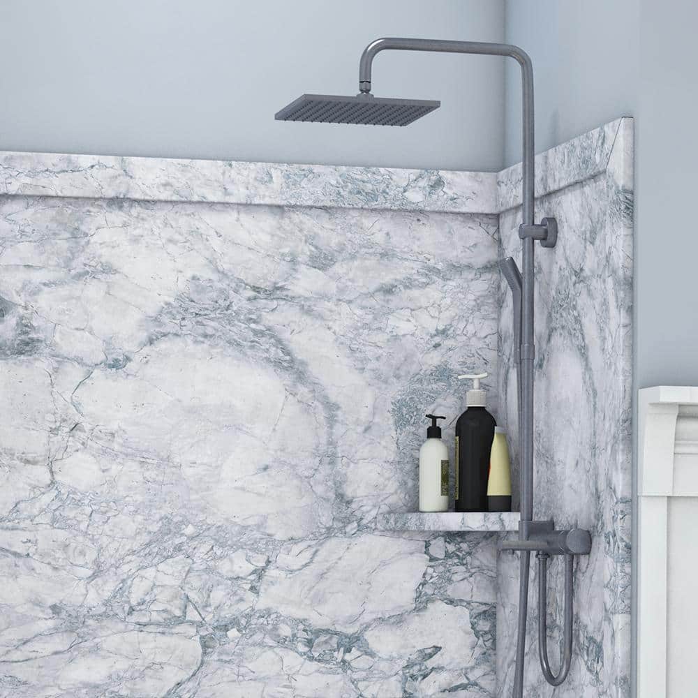 Elegance Everest Gray Marble 80" Alcove Shower Surround