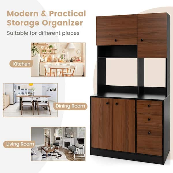  EMYJAY Kitchen Organizer Shelf, Kitchen Microwave Cabinet  Coffee Bar Cabinet Kitchen Pantry Storage Cabinet for Kitchen Living Room  Hallway LYWY (Color : Brown, Size : 70x32x106cm) : Home & Kitchen