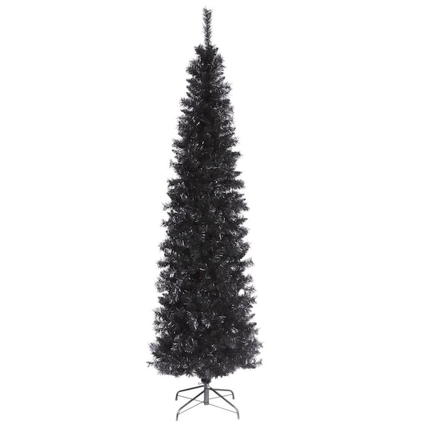 Photo 1 of 6 ft. Black Tinsel Artificial Christmas Tree