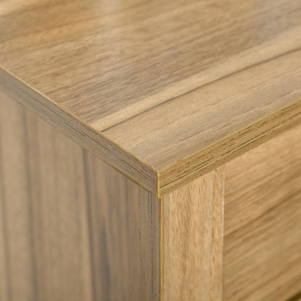 Natural Wood Farmhouse Barn Door Style Sideboard Cabinet