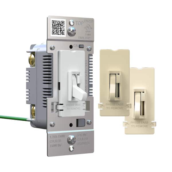 Legrand Toggle Slide 150W Advanced LED Dimmer, Single-Pole/3-Way, White/Light Almond/Ivory