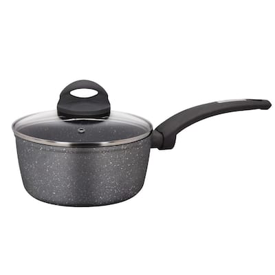 Lava Stone 7 qt. Aluminum Nonstick Sauce Pan in Gray with Glass Lid