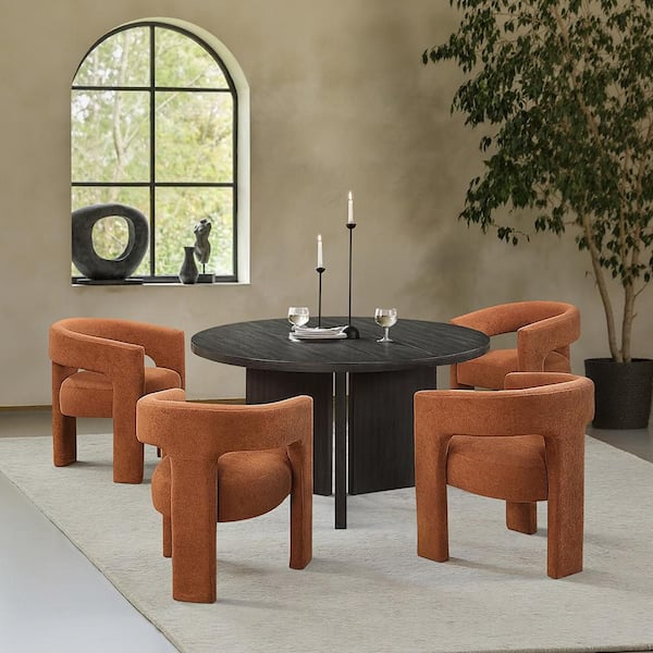 Emilia 5-Piece Ebony Finish Wood Top Dining Room Set, Seats 4