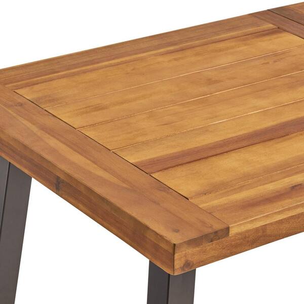 Harper & Bright Designs Teak and Metal Outdoor Dining Table