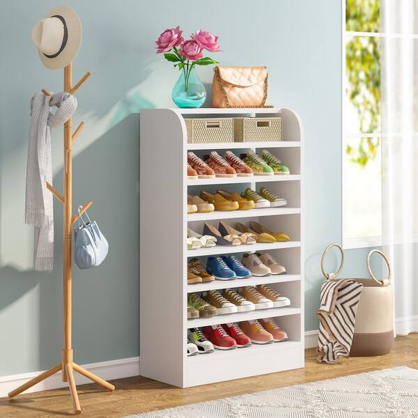 thumbnail image 2 of 7-Tier Metal Shoe Rack Organizer - Holds 24-30 Pairs, Boot Storage With Hooks For Entryway & Closet 2 of 10