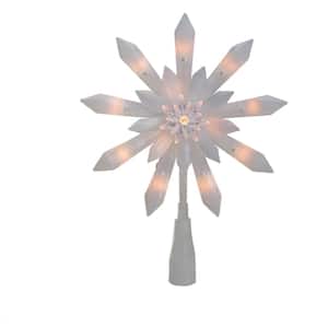9 in. Lighted White Snowflake Christmas Tree Topper - Clear Lights