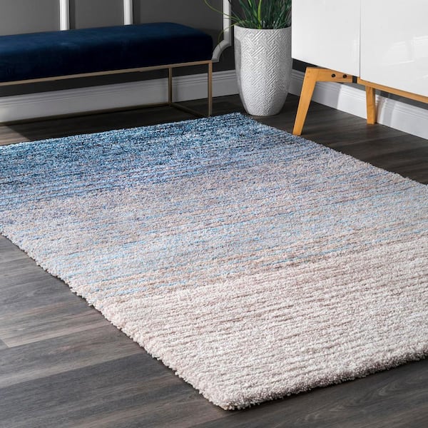 Drey Ombre Shag Blue 4 ft. x 6 ft. Area Rug