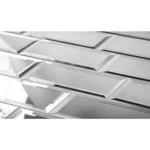 Reflections Silver Beveled Subway 3 in. x 12 in. Glass Mirror Wall Tile (1 sq. ft. )