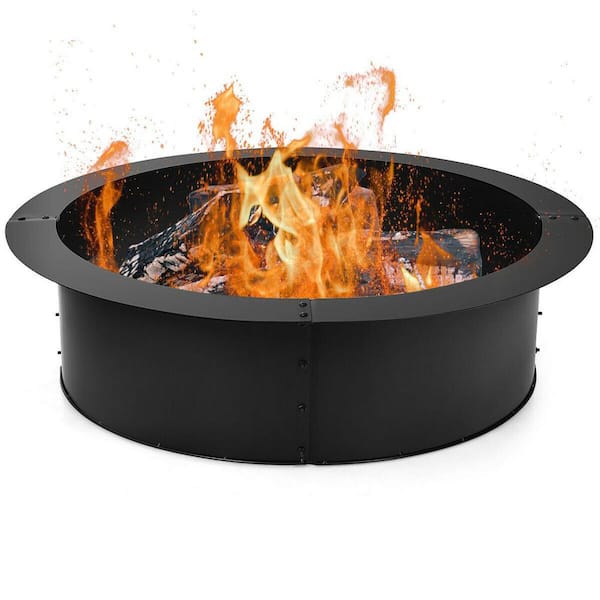 CASAINC 36 in. W x 10 in. H Round Steel Fire Pit Ring Liner for Ground  Outdoor Backyard Wood HYFP-03 - The Home Depot