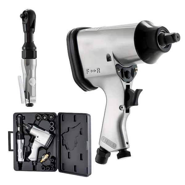 1/2 in. Air Impact Wrench and 3/8 in. Ratchet Wrench Combo 19-Piece Pro Air Tool and Accessories Kit