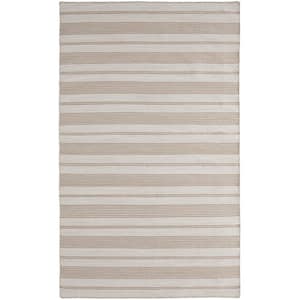 Ivory and Taupe 2 ft. x 3 ft. Striped Area Rug