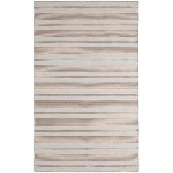 HomeRoots Ivory and Taupe 2 ft. x 3 ft. Striped Area Rug