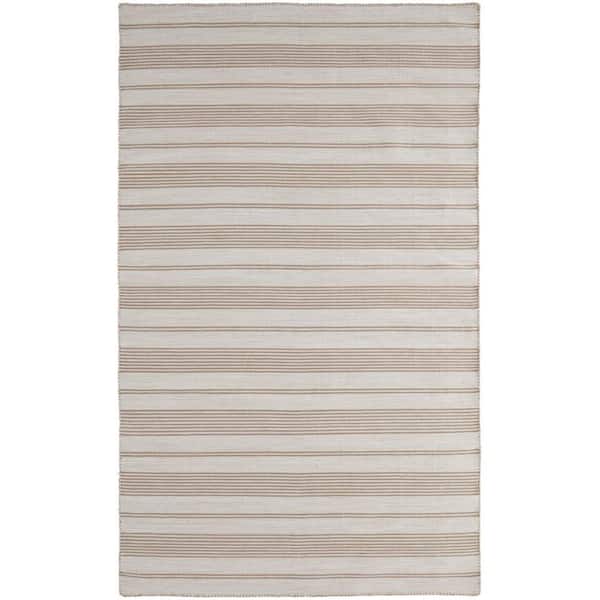 Ivory and Taupe 2 ft. x 3 ft. Striped Area Rug