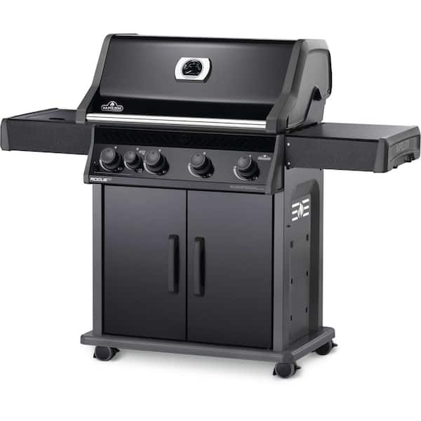 Rogue 4-Burner Propane Gas Grill with Infrared Side Burner in Black