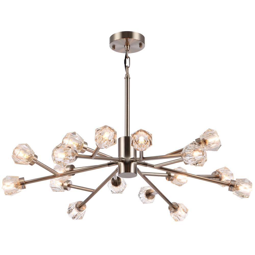 Sleek Shiny Nickel 29.5" Crystal Bass Shade Chandelier