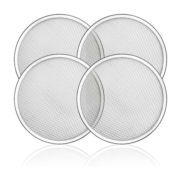 4 Pack Seamless Aluminum Pizza Screen Mesh Pan with Holes for Even Baking and Ventilation, Commercial Use