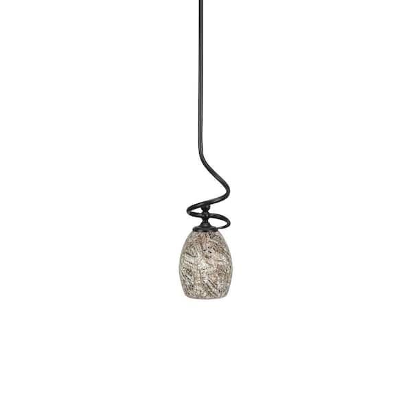 Unbranded Royale 100 W 1-Light Matte Black Standard Mini Pendant Light with Glass Shade