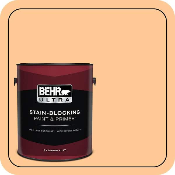 BEHR ULTRA 1 gal. #280B-4 Apricot Light Flat Exterior Paint & Primer