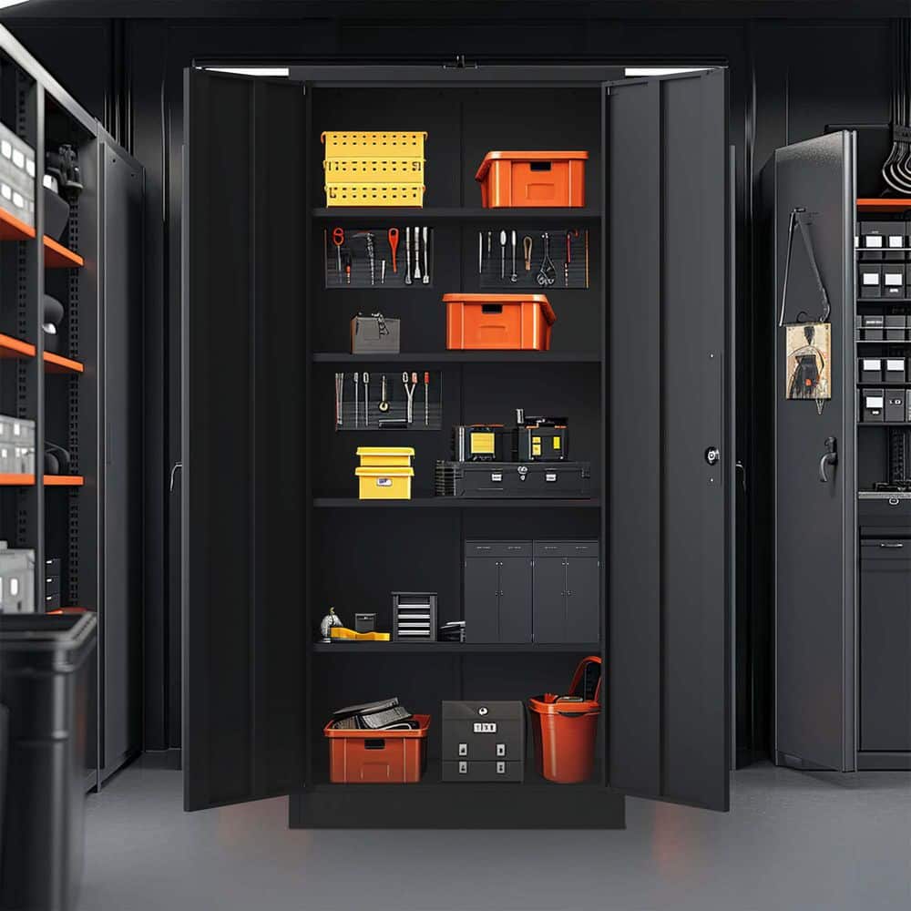 Boyel Living 5-Tier Black 72 in. H Metal File Storage Cabinet