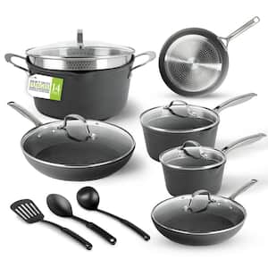 Armor Max 14-Piece Aluminum Hard Anodized Heavy Duty 4-Layer Ultra Release Nonstick Cookware Set