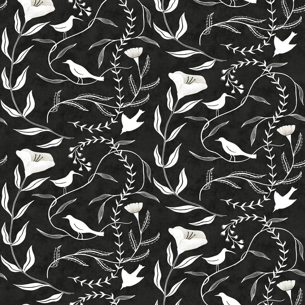 Birdsong Coal Vinyl Peel and Stick Wallpaper Roll (Covers 30.75 sq. ft.)