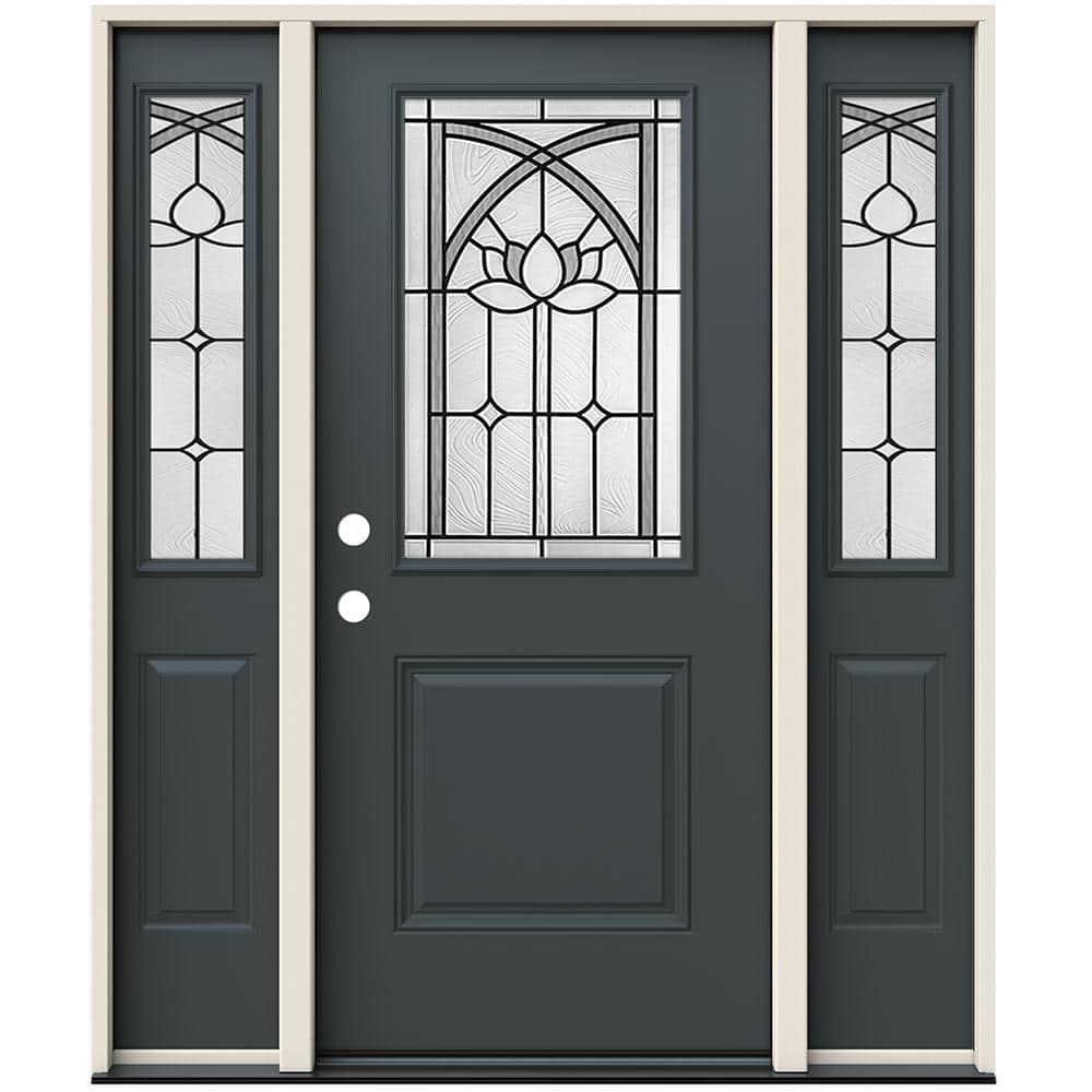 JELD-WEN 36 in. x 80 in. Right-Hand/Inswing 1/2 Lite Ardsley Decorative  Glass Marine Steel Prehung Front Door with Sidelites THDJW239200072 - The  Home 