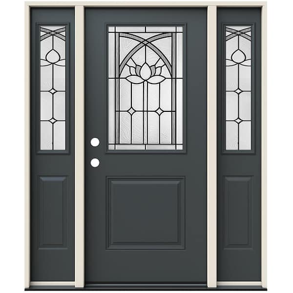 JELD-WEN 36 in. x 80 in. Right-Hand/Inswing 1/2 Lite Ardsley Decorative Glass Marine Steel Prehung Front Door with Sidelites