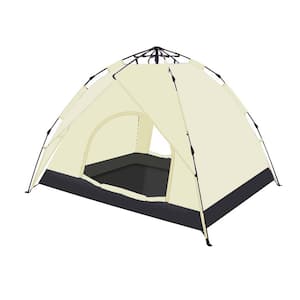 4-Person Beige Portable Backpack Tent with Storage Bag for outdoor camping and hiking