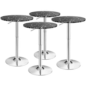 4-Piece Round 36 in. Height Bistro Bar Table Height Adjustable 360° Swivel Black