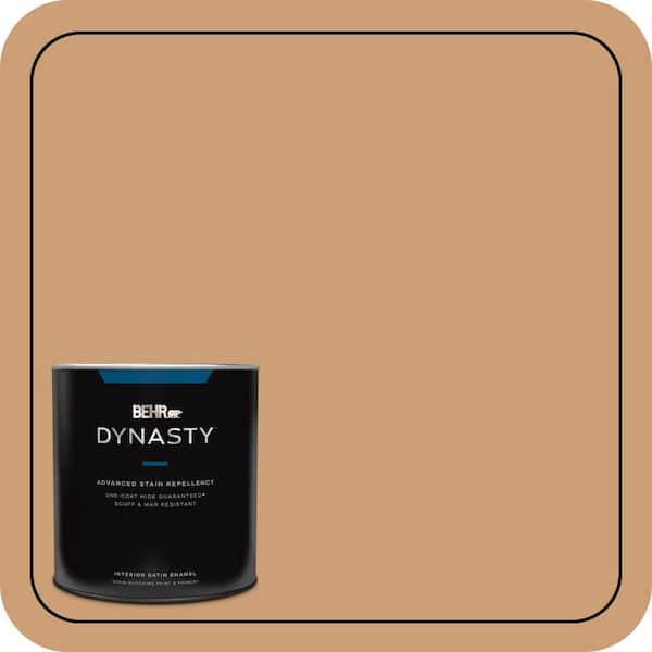 BEHR DYNASTY 1 qt. #S250-4 Fresh Croissant One-Coat Hide Satin Enamel ...