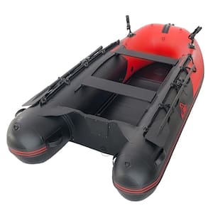 Inflatable Fishing Boat - Aluminum Floor - Red and Black - 10 ft. to 5 in.