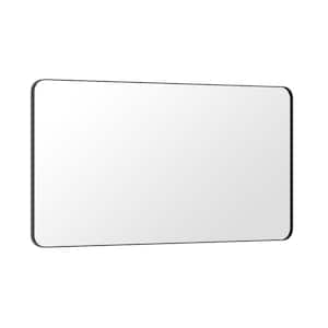 55 in. W x 30 in. H Premium Aluminum Framed Rectangular Bathroom Vanity Wall Mirror in Matte Black