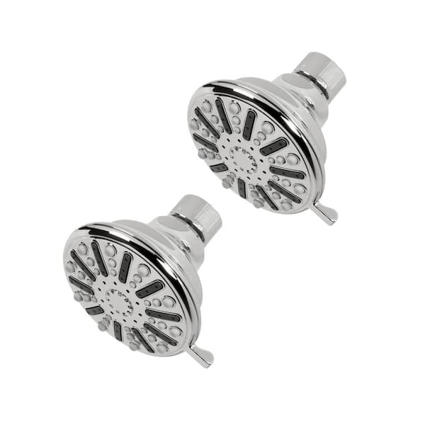 Glacier Bay 3-Spray Patterns 3.5 in. Single Wall Mount Fixed Shower Head in Chrome (2-Pack)