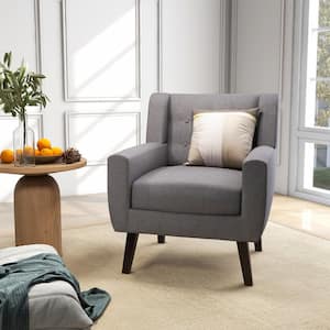 30 in. L Mid-Century Gray Modern Button Back Armchair 1-Carton Pack