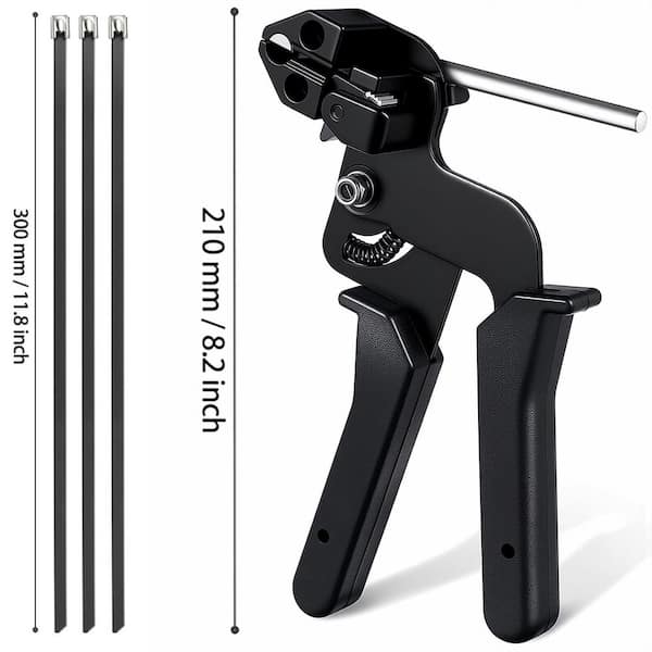 xinyoec Black Coated Stainless Steel Cable Tie Tool Kit with 11.8