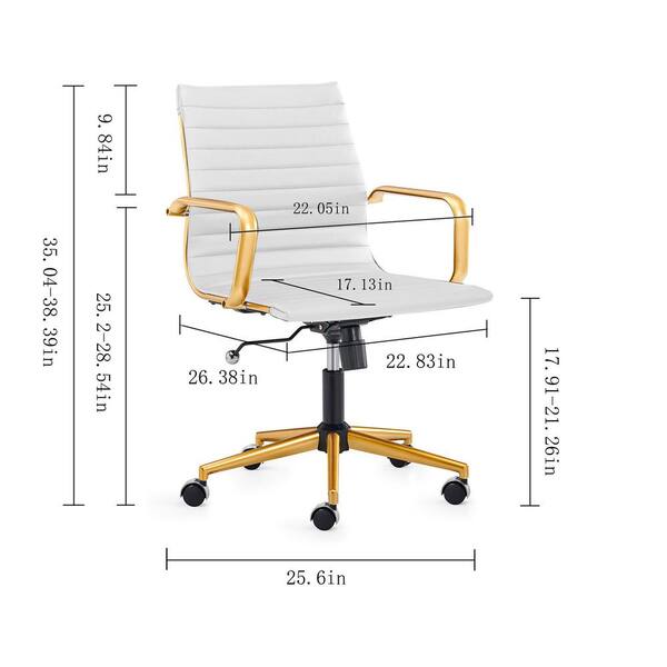 Ahokua White Leatherite Seat Office Chair with Non Adjustable Arms