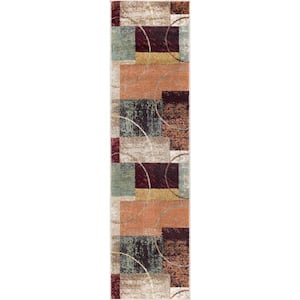 Deco Abstract Multi-Color 2 ft. x 10 ft. Indoor Runner Rug