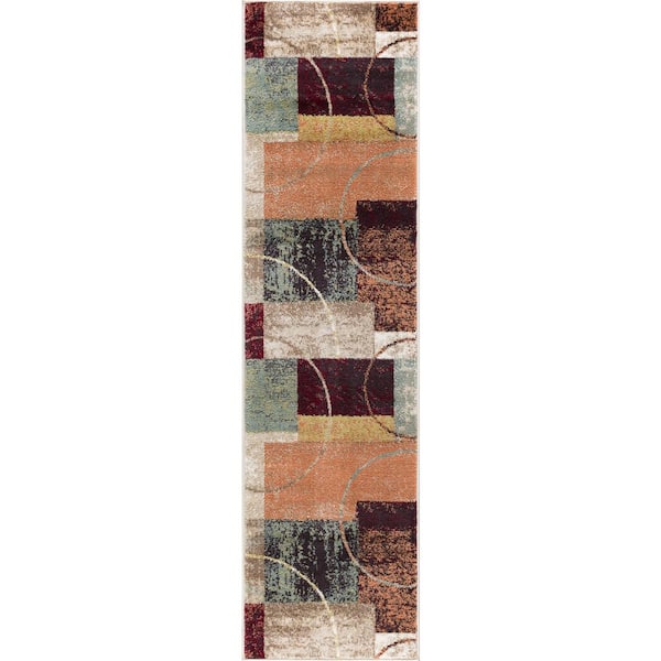 Tayse Rugs Deco Abstract Multi-Color 2 ft. x 10 ft. Indoor Runner Rug