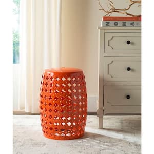 Lacey Orange Ceramic Garden Stool