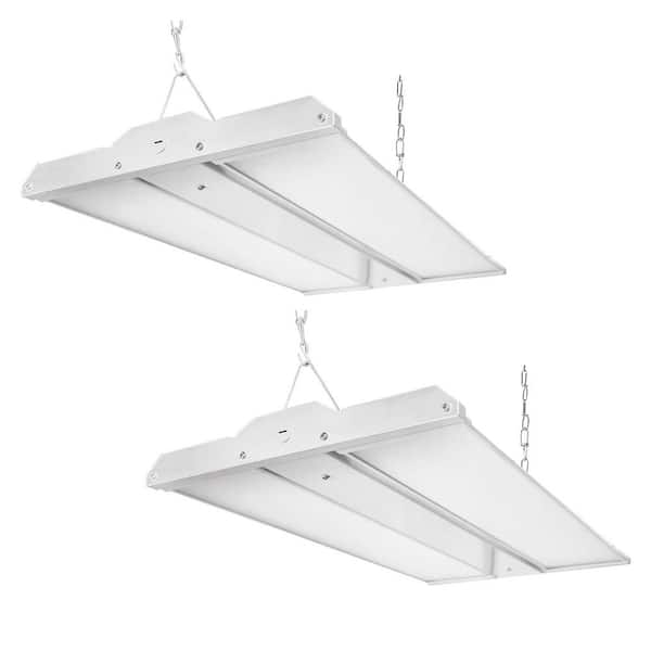 2-Pack 2ft. 25.8 in. 220-Watt Adjustable Panel White 29700 Lumens Integrated LED Dimmable Linear High Bay Light 5000K