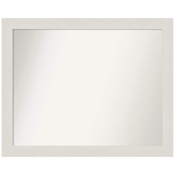 Amanti Art Rustic Plank White Narrow 31.5 in. x 25.5 in. Non-Beveled Rustic Rectangle Framed Wall Mirror in White
