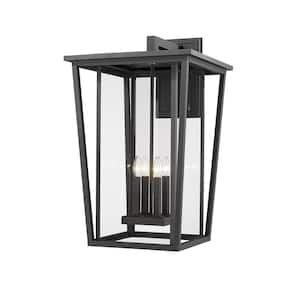 Seoul Black Outdoor Hardwired Wall Sconce with No Bulbs Included