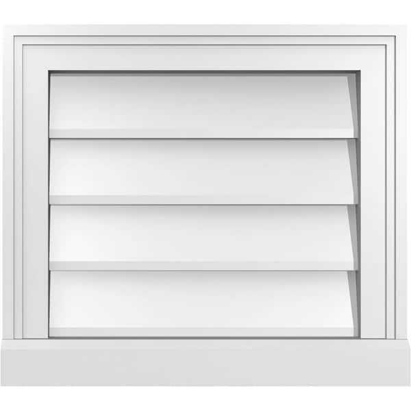 Ekena Millwork 18 in. x 16 in. Vertical Surface Mount PVC Gable Vent: Decorative with Brickmould Sill Frame