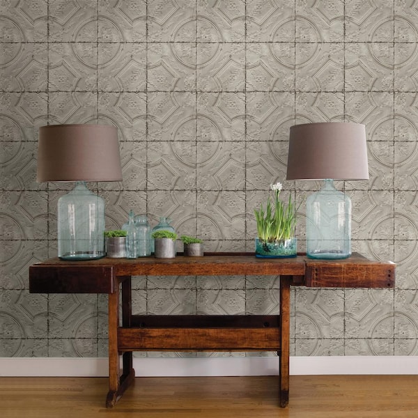 Roommates Copper Tin Tile Peel and Stick Wallpaper