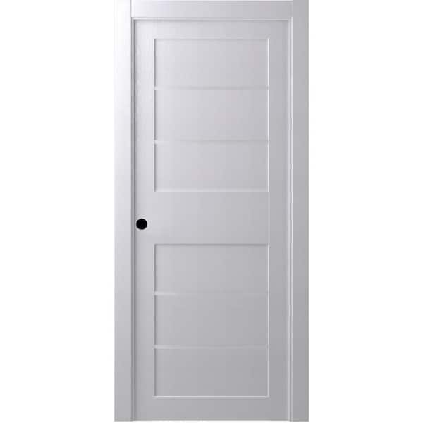 Belldinni 24 in. x 80 in. Liah Bianco Noble Right-Hand Solid Core Composite 4-Lite Frosted Glass Single Prehung Interior Door