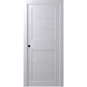 28 in. x 80 in. Liah Bianco Noble Right-Hand Solid Core Composite 4-Lite Frosted Glass Single Prehung Interior Door