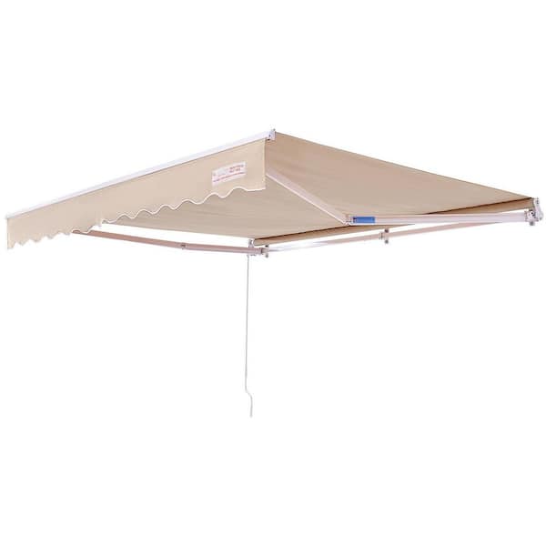 Manual Retractable Awning, 8 x 7 ft. Patio Shade, Water-Resistant Polyester with Crank Handle for Balcony/Backyard
